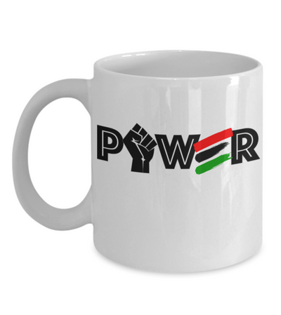 Power Fist Strong Coffee Mug Red Black Green