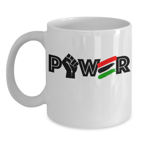 Power Fist Strong Coffee Mug Red Black Green