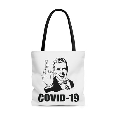 Covid 19 Finger Man Black and White Corona Virus Tote Bag