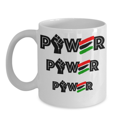 Power Fist Strong Coffee Mug Black Red Green