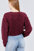 Burgundy Fluffy Faux Fur Crop Top Sweater