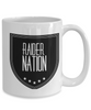 Raider Nation Coffee Mug White and Black Sheild