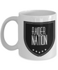 Raider Nation Coffee Mug White and Black Sheild
